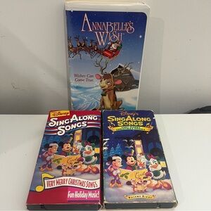Vintage Holiday VHS Lot Disney Sing-Along + Annabelle’s Wish